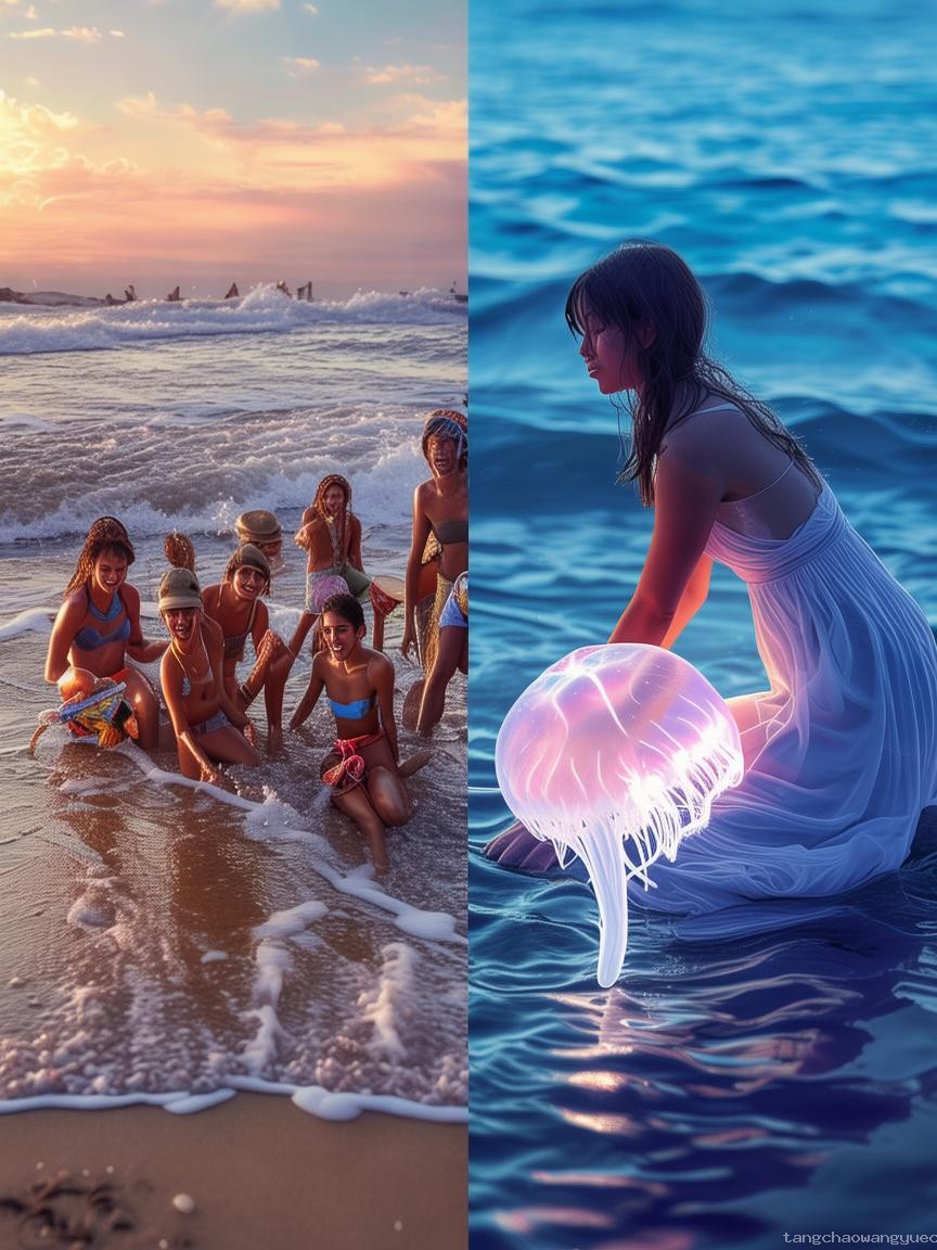 赶海体验对比：现抓现吃VS偶遇可爱小水母